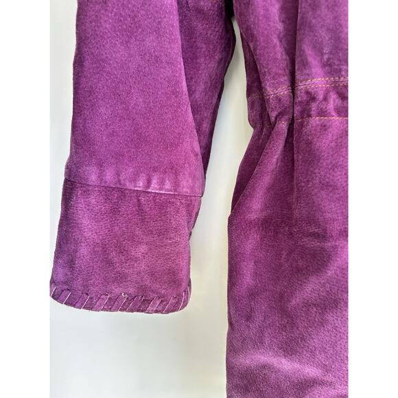Authentic Winlit 1969 women’s M Purple Suede Jacket W/Hood Zipper Drawstring - Picture 16 of 16